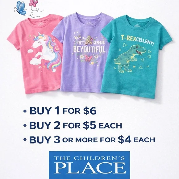 The Children's Place Pink, Purple, and Teal Graphic Tees - Picture 1 of 1